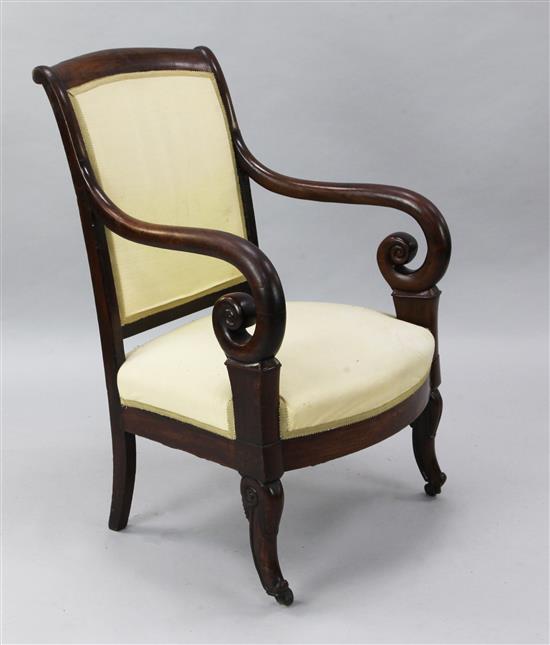 A Charles X mahogany armchair, H.3ft 1in.